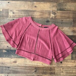 Nixon Mauve Crop Top with Flared Sleeves